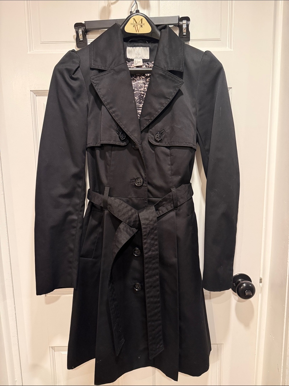 H&M Black Belted Trench Coat